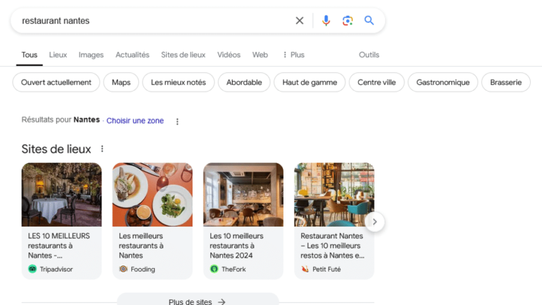 Les sites de lieux dans Google